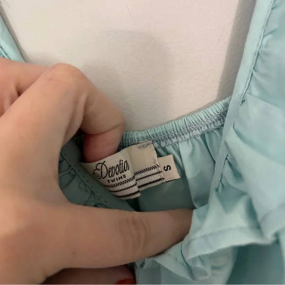 Devotion Twins Anthropologie Darcy Light Blue Ruffle Mini Dress
